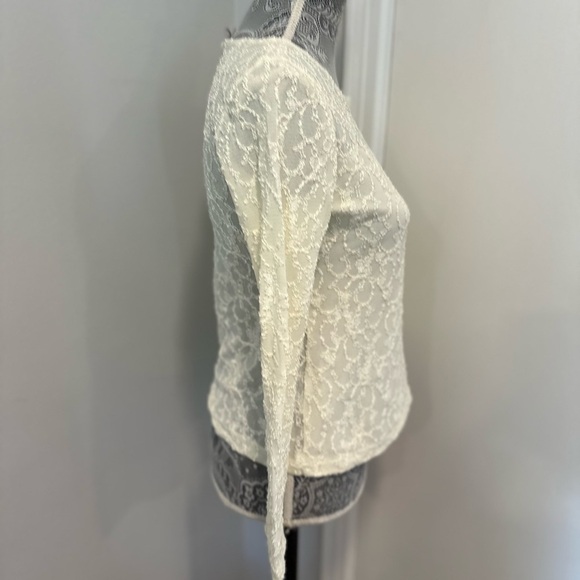 NWT Women’s Small Coldwater Creek Lace Sweetheart Neckline Long Sleeve Blouse. - Picture 3 of 10